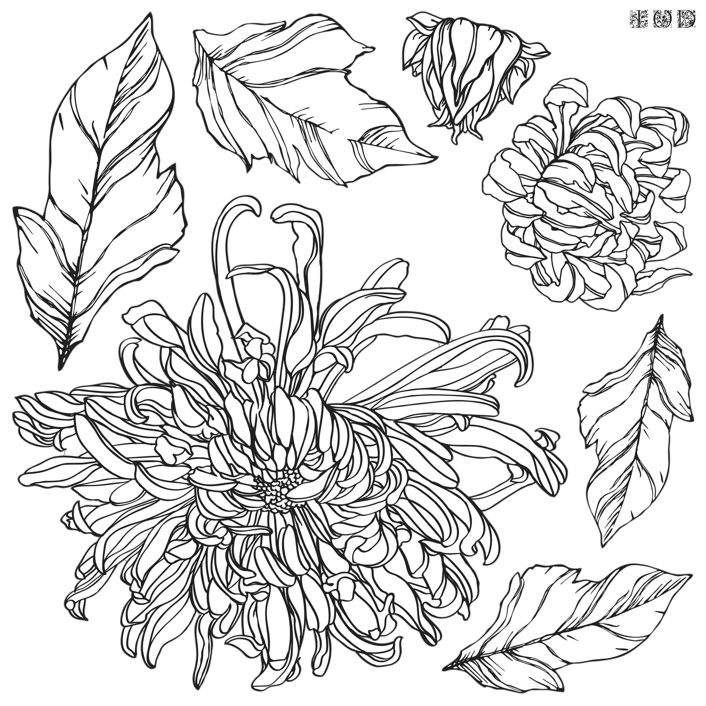 Chrysanthemum IOD Decor Stamp
