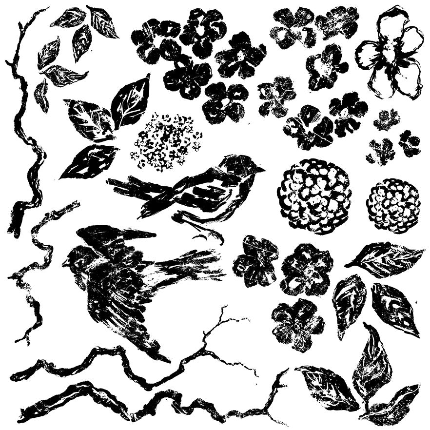 Birds Branches Blossoms IOD Decor Stamp