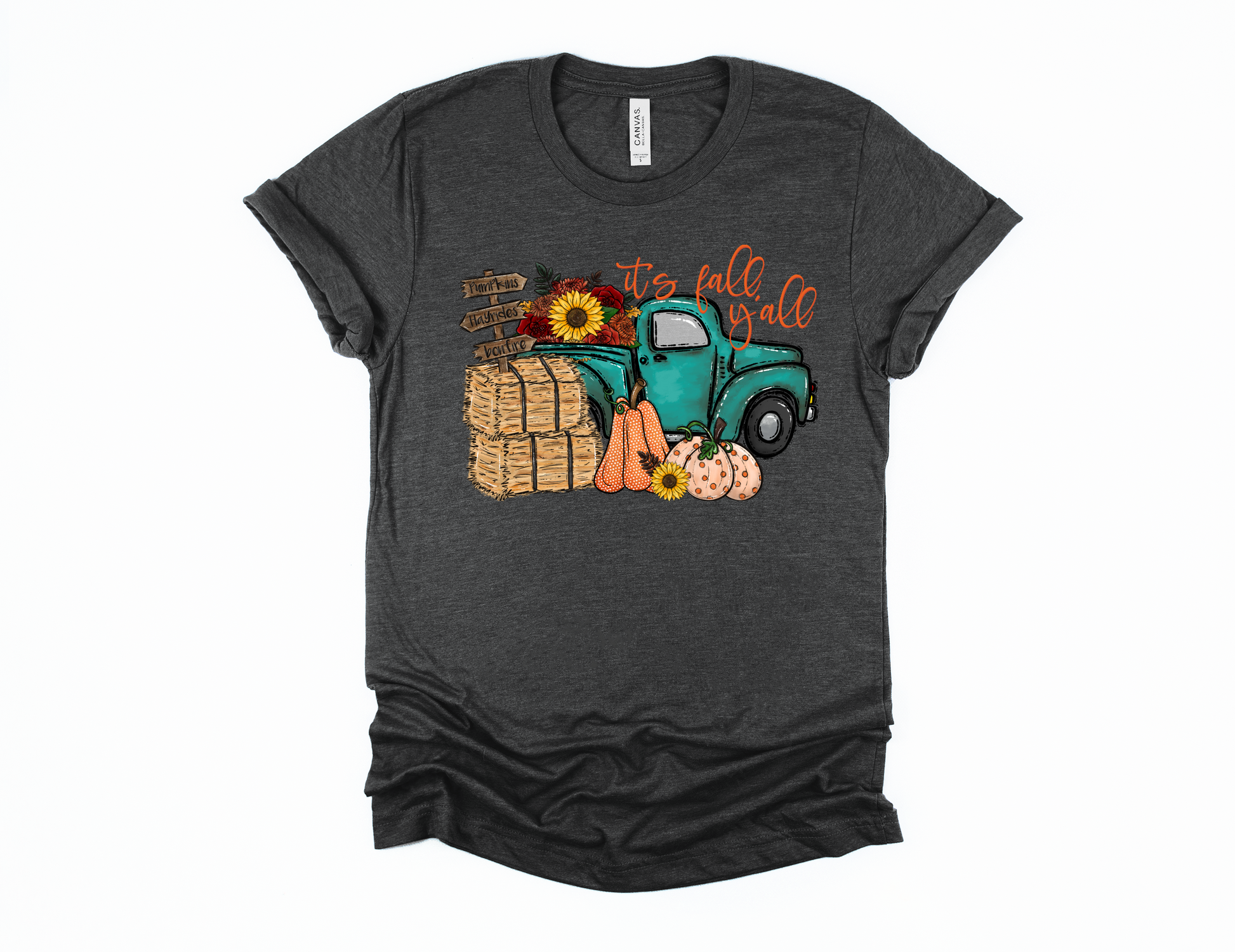 Fall t-shirt, Fall Truck Shirt,  Pumpkins, Women's apparal,  It's Fall Y'all