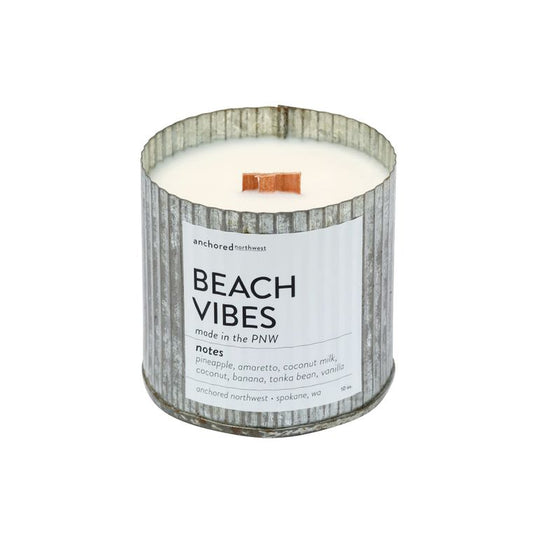 Beach Vibes Rustic Vintage Wood Wick Candle