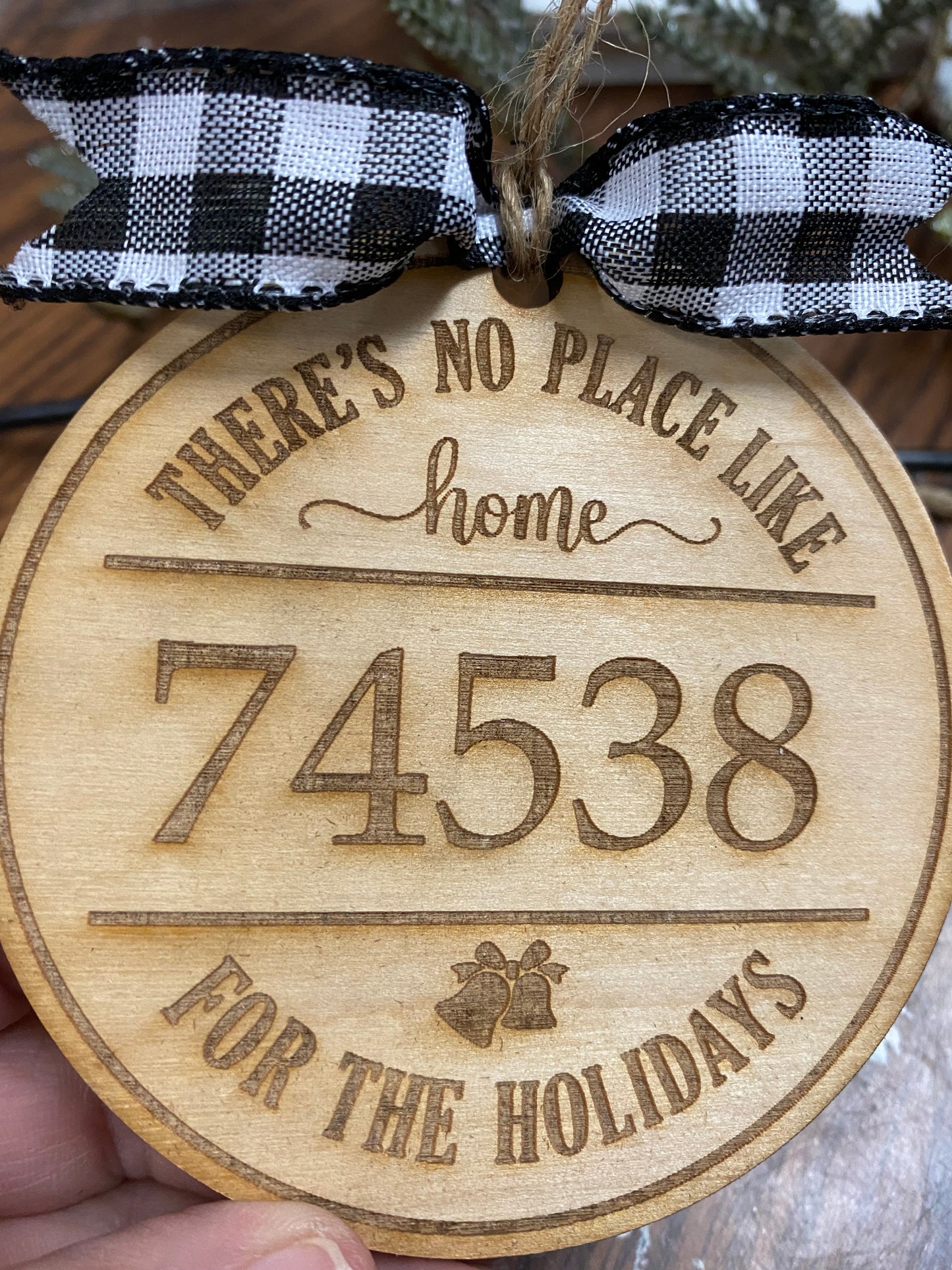 handmade Christmas decor, Christmas ornament, Personalized Ornament,  Engraved wooden Ornament, Zip Code Ornaments,